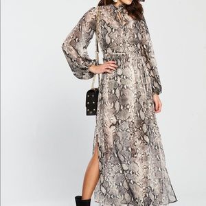 River Island Maxi Dress High Neck Snakeskin Print Boho Bohemian Sheer Casual